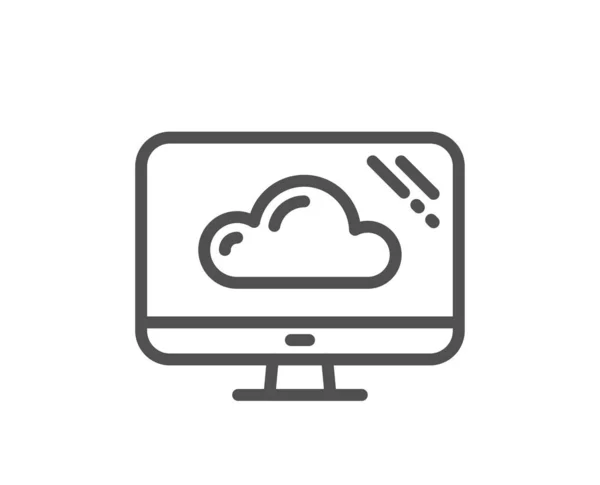 Icono Línea Informática Signo Servicio Almacenamiento Nube Símbolo Monitor Diseño — Archivo Imágenes Vectoriales