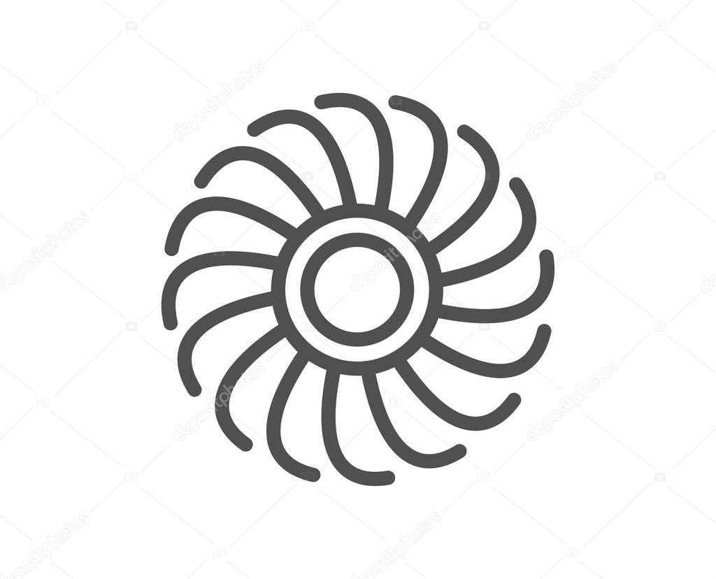 Fan engine line icon. Jet turbine sign. Ventilator symbol. Quality design flat app element. Editable stroke Fan engine icon. Vector