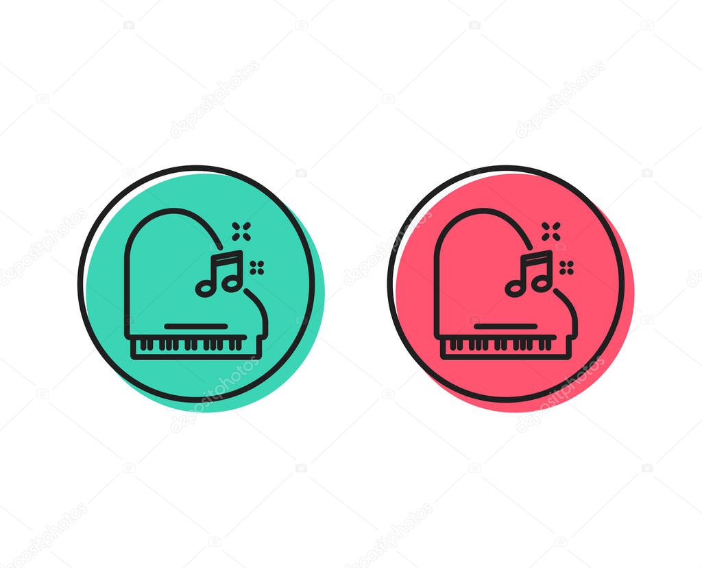 Piano line icon. Musical instrument sign. Music note symbol. Positive and negative circle buttons concept. Good or bad symbols. Piano Vector