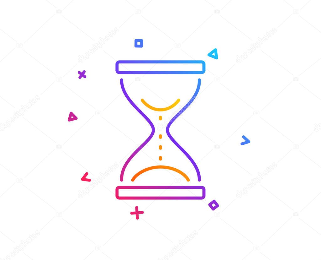 Time hourglass line icon. Sand watch sign. Gradient line button. Time hourglass icon design. Colorful geometric shapes. Vector