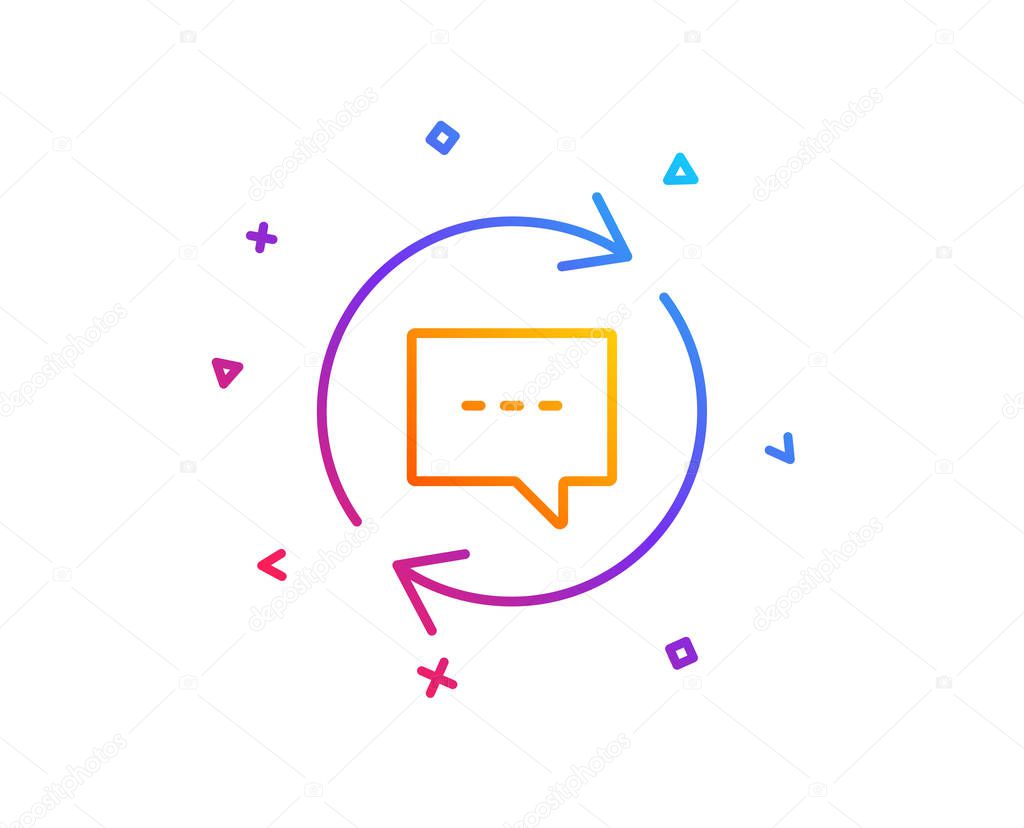 Update Comments line icon. Chat Speech bubble sign. Communication symbol. Gradient line button. Update comments icon design. Colorful geometric shapes. Vector