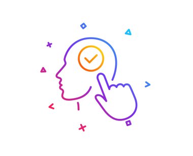 Baş satırı simgesi. Kullanıcı işareti seçin. Onay kutusu sembolü. Degrade çizgi düğmesini. Kullanıcı simgesi tasarım seçin. Renkli geometrik şekiller. Vektör