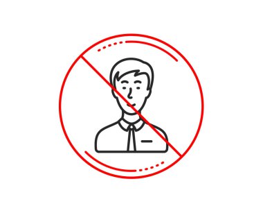 Hayır veya Dur işareti. Adam satırı simgesi. Kullanıcı ya da işadamı kişi işareti. Erkek siluet simge. Uyarı yasağı dur sembolü yasaktır. Yok simgesi tasarım. Vektör