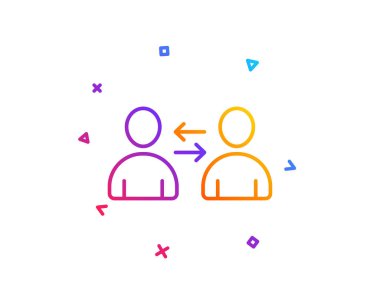 Ekip çalışması satırı simgesi. Kullanıcı iletişim. Avatar işareti profil. Kişi siluet simge. Degrade çizgi düğmesini. İletişim simgesi tasarım. Renkli geometrik şekiller. Vektör