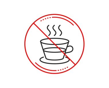 Hayır veya Dur işareti. Kahve ve çay satırı simgesi. Sıcak bir içecek işareti. Taze içecek sembolü. Uyarı yasağı dur sembolü yasaktır. Yok simgesi tasarım. Vektör