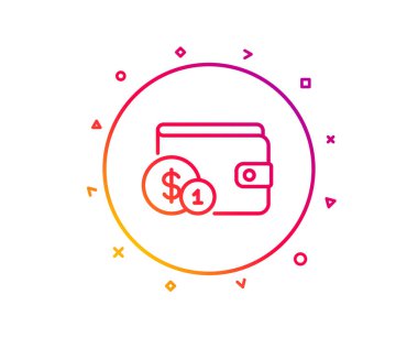 M-cüzdan ile nakit para satırı simgesi. Dolar para birimi simgesi. Ödeme yöntemi sembolü. Degrade desen çizgi düğmesini. Aksesuar simgesi tasarım satın alma. Geometrik şekiller. Vektör