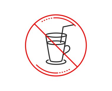 Hayır veya Dur işareti. Kahve ya da kokteyl satırı simgesi. Taze içki işareti. İçecek sembolü. Uyarı yasağı dur sembolü yasaktır. Yok simgesi tasarım. Vektör