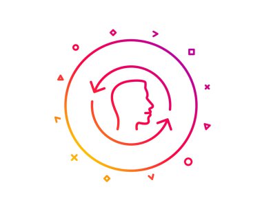 Yüz tarama tekrar satırı simgesi. Yüz kimliği güncelleştirmeyi işareti. Baş sembolü. Degrade desen çizgi düğmesini. Yüz kimliği simgesi tasarım. Geometrik şekiller. Vektör