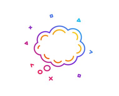 Komik konuşma balonu satırı simgesi. Sohbet işareti. Simge iletişim veya yorum. Degrade çizgi düğmesini. Komik mesaj simgesi tasarım. Renkli geometrik şekiller. Vektör