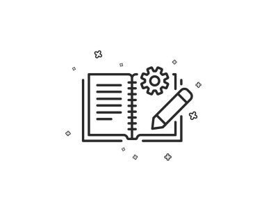 Mühendislik belgeleri satırı simgesi. Teknik Öğretim işareti. Geometrik şekiller. Rasgele çapraz öğelerin. Lineer belgeler simgesi tasarım mühendislik. Vektör