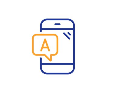 AB test satırı simgesi. UI telefon test işareti. Renkli anahat kavramı. Mavi ve turuncu çizgi renk Ab test simgesi ince. Vektör