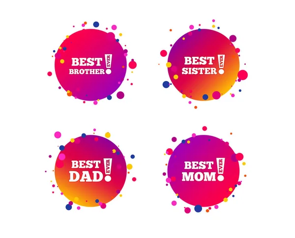 Best Mom Dad Brother Sister Icons Award Exclamation Symbols Gradient — Stock Vector