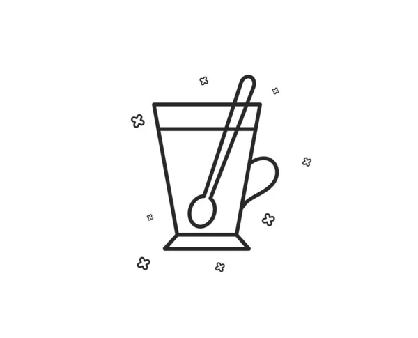 Coupe Avec Icône Ligne Cuillère Panneau Boisson Fraîche Latte Symbole — Image vectorielle