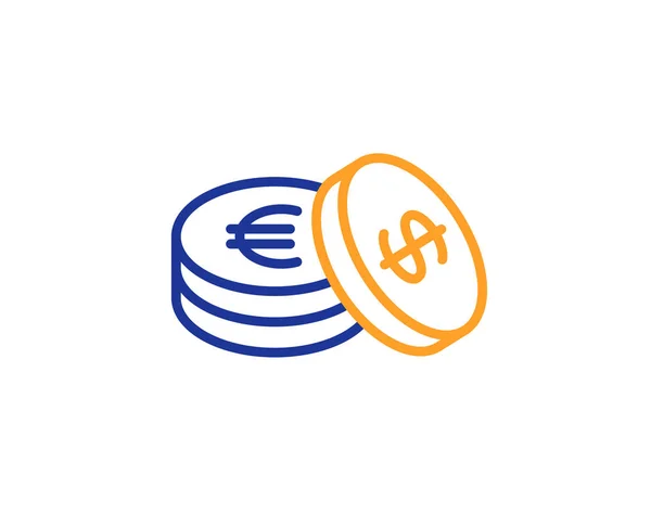 Munten Geld Lijn Pictogram Banking Valutateken Euro Dollar Cash Symbolen — Stockvector