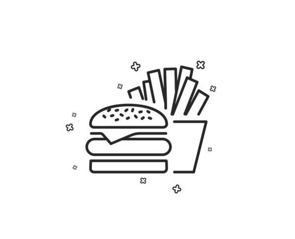 Hambúrguer Com Ícone Linha Batatas Fritas Sinal Restaurante Comida Rápida — Vetor de Stock