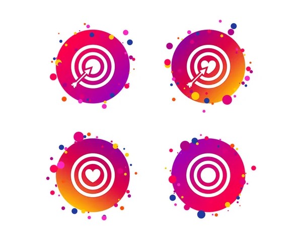 Target Aim Icons Darts Board Heart Arrow Signs Symbols Gradient — Stock Vector