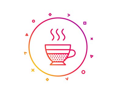 Cafe Creme simgesi. Sıcak bir içecek işareti. İçecek sembolü. Degrade desen çizgi düğmesini. Cafe Creme simgesi tasarım. Geometrik şekiller. Vektör