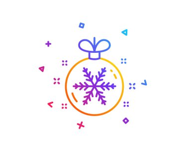 Kar tanesi satırı simgesi ile Noel top. Yılbaşı ağacı süsleme işareti. Degrade çizgi düğmesini. Noel top simgesi tasarım. Renkli geometrik şekiller. Vektör