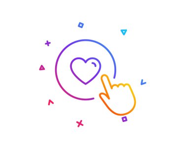 Gibi çizgi simgesini tıklatın. Aşk düğme sembolü. Sevgililer günü işareti. Degrade çizgi düğmesini. Düğme simgesi tasarım gibi. Renkli geometrik şekiller. Vektör