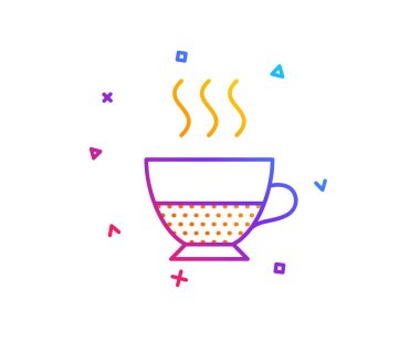 Doppio kahve simgesi. Sıcak bir içecek işareti. İçecek sembolü. Degrade çizgi düğmesini. Doppio simgesi tasarım. Renkli geometrik şekiller. Vektör