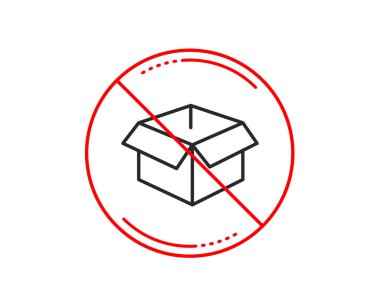 Hayır veya Dur işareti. Kutusu satırı simgesi açıldı. Lojistik teslim oturum. Sembol izleme parsel. Uyarı yasağı dur sembolü yasaktır. Yok simgesi tasarım. Vektör