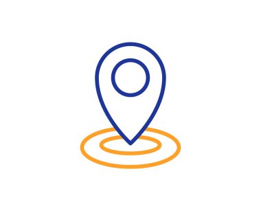 Konuma satırı simgesi. İşaretçi işaret göster. Renkli anahat kavramı. Mavi ve turuncu ince çizgi renk simgesi. Konumu vektör