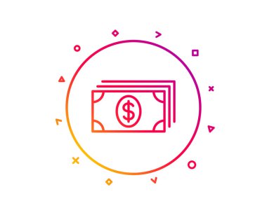 Nakit para satırı simgesi. Para birimi işareti bankacılık. Dolar veya Usd sembolü. Degrade desen çizgi düğmesini. Bankacılık simgesi tasarım. Geometrik şekiller. Vektör