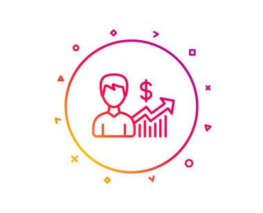 İş sonuçları simgesini satır. Doları büyüme grafik işareti ile. Degrade desen çizgi düğmesini. İş büyüme simgesi tasarım. Geometrik şekiller. Vektör