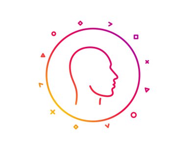 Baş satırı simgesi. İnsan profili işareti. Yüz tanımlama sembolü. Degrade desen çizgi düğmesini. Kafa simgesi tasarım. Geometrik şekiller. Vektör