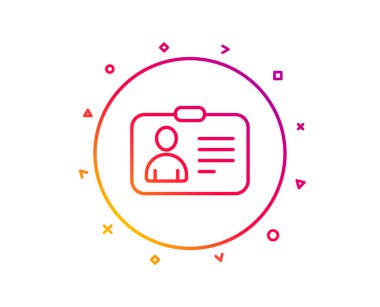 Kimlik kartı satırı simgesi. Kullanıcı profili işareti. Kişi siluet simge. Kimlik plastik kart. Degrade desen çizgi düğmesini. Kimlik kartı simgesi tasarım. Geometrik şekiller. Vektör