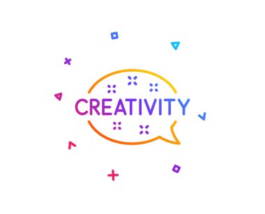 Yaratıcılık konuşma balonu satırı simgesi. Grafik sanatı işareti. İlham sembolü. Degrade çizgi düğmesini. Simge tasarlamak yaratıcılık. Renkli geometrik şekiller. Vektör