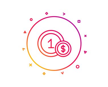 Paralar satırı simgesi. Para işareti. Doları para birimi simgesi. Nakit ödeme yöntemi. Degrade desen çizgi düğmesini. USD para simgesi tasarım. Geometrik şekiller. Vektör