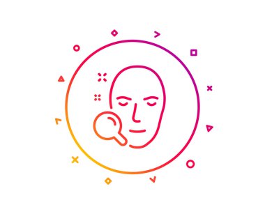 Yüz arama satırı simgesi. Kafa tanıma işareti. Degrade desen çizgi düğmesini. Yüz arama simgesi tasarım. Geometrik şekiller. Vektör