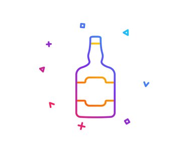 Viski şişesi satırı simgesi. Viski alkol işareti. Degrade çizgi düğmesini. Viski şişesi simgesi tasarım. Renkli geometrik şekiller. Vektör