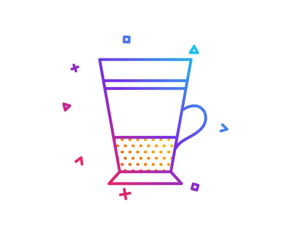 双拿铁咖啡图标 热饮标志 饮料符号 渐变线按钮 双拿铁图标设计 五颜六色的几何形状 — 图库矢量图片