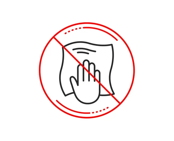 Pas Stop Signe Icône Ligne Chiffon Nettoyage Essuyez Avec Symbole — Image vectorielle