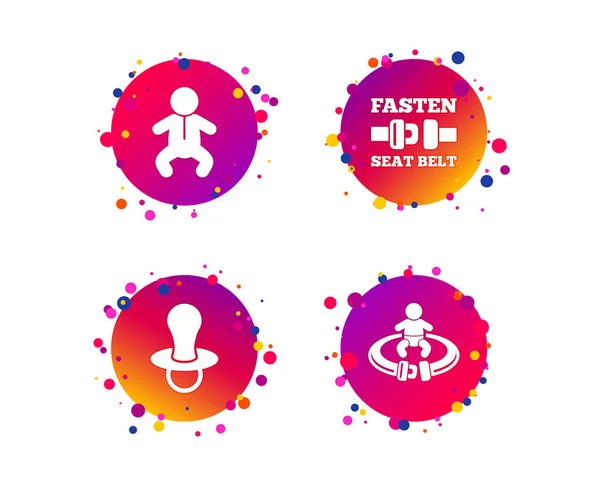 Baby Infants Icons Toddler Boy Diapers Symbol Fasten Seat Belt — Stock Vector