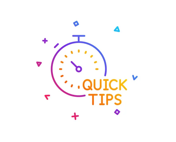 Snelle Tips Lijn Pictogram Handige Trucs Ondertekenen Tutorials Met Timer — Stockvector