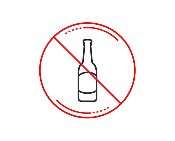 Pas Stop Signe Icône Ligne Bouteille Bière Pub Craft Enseigne — Image vectorielle