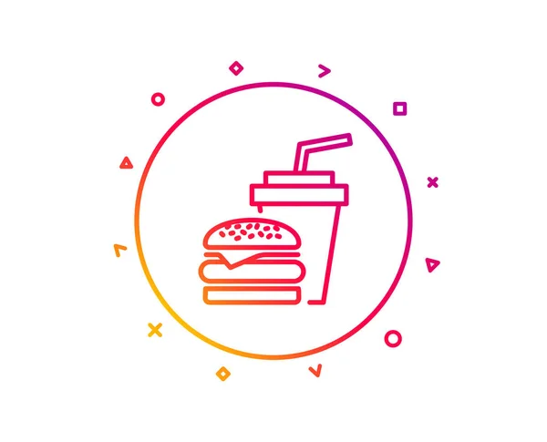 Hamburger Drink Line Icon Fast Food Restaurant Sign Hamburger Cheeseburger — Stock Vector