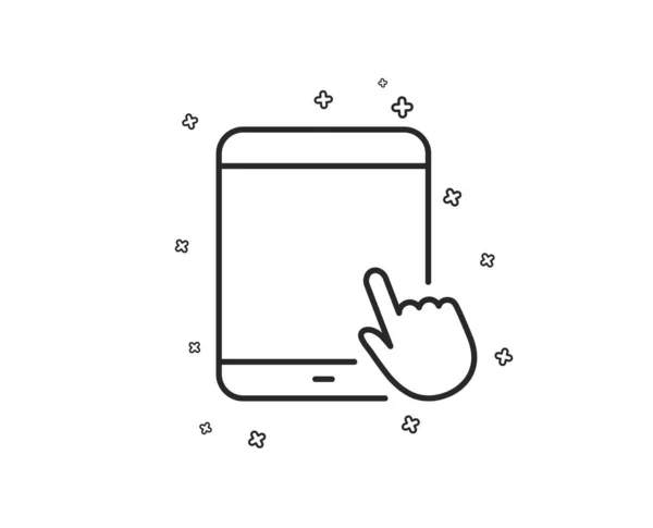 Ícone Tablet Dispositivo Móvel Com Sinal Cursor Mão Símbolos Dispositivo — Vetor de Stock