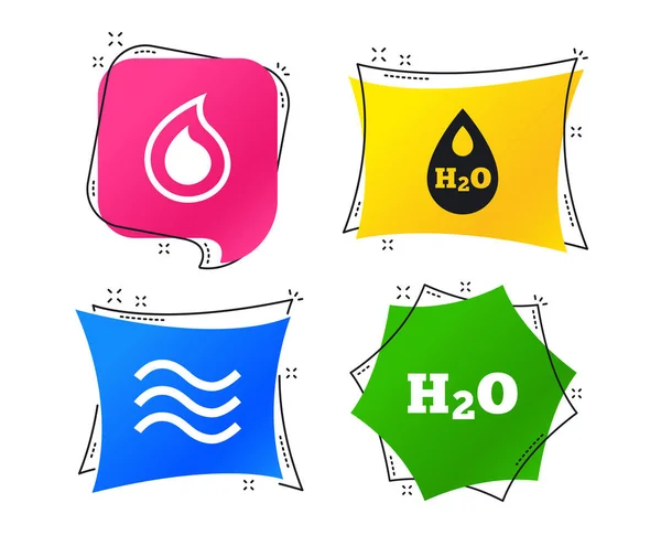 Icônes Goutte Eau H2O Déchirure Symboles Goutte Huile Étiquettes Colorées — Image vectorielle