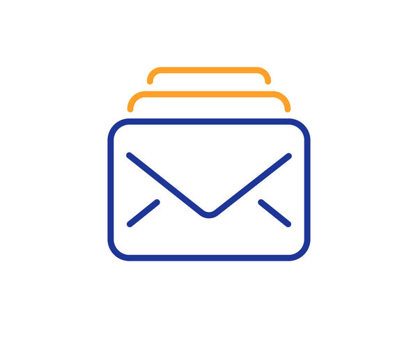 Mail line icon. New Messages correspondence sign. E-mail symbol. Colorful outline concept. Blue and orange thin line color icon. Mail Vector
