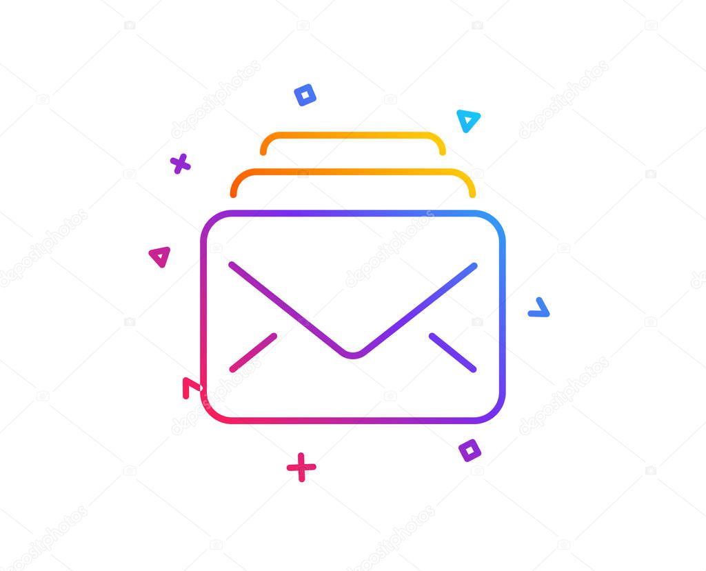 Mail line icon. New Messages correspondence sign. E-mail symbol. Gradient line button. Mail icon design. Colorful geometric shapes. Vector