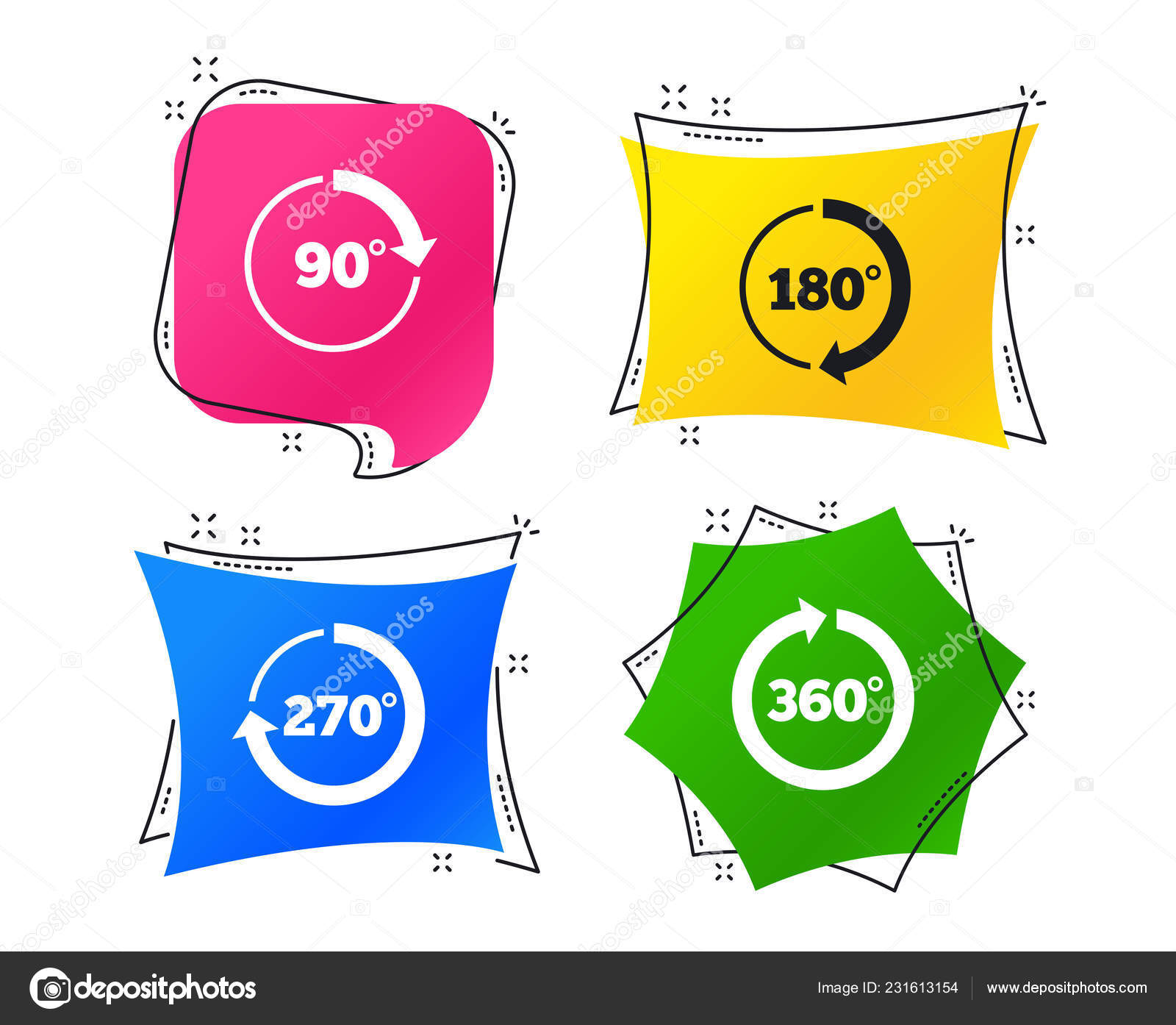 Angle 360 Degrees Circle Icons Geometry Math Signs Symbols Full Vector Image By C Blankstock Vector Stock