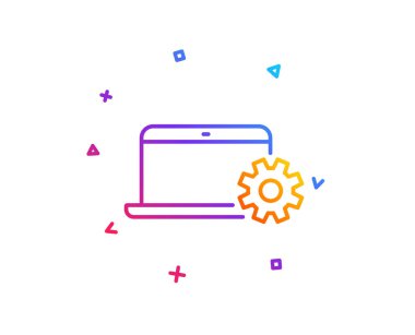 Dizüstü bilgisayar kutsal kişilerin resmi. Notebook Servisi işareti. 