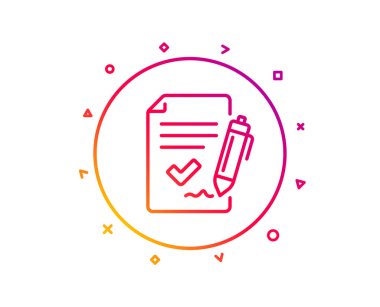 Onaylanan anlaşma satırı simgesi. Belgeyi imzala. Kabul edilen veya teyit sembolü. 