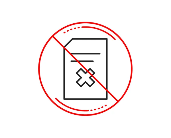 Señal Stop Eliminar Icono Línea Documento — Vector de stock