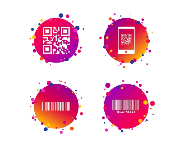 Bar Code Icons Scan Barcode Smartphone Symbols Gradient Circle Buttons — Stock Vector