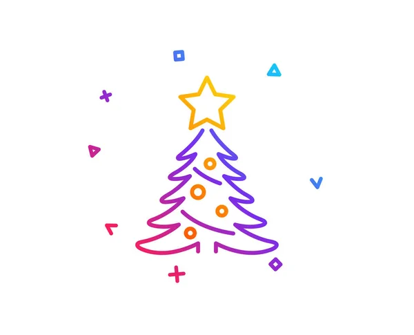 Weihnachtsbaum Geschenk Linie Symbol Neues Jahr Fichte Zeichen — Stockvektor